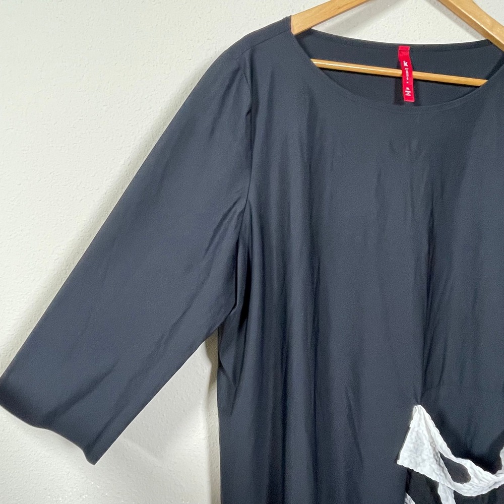 IC by Connie K Top Women XL Black Polka Dot Asymmetric Drape Avant Garde Artsy - Picture 7 of 8